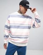 Asos Oversized Sweatshirt With Stripe - Multi