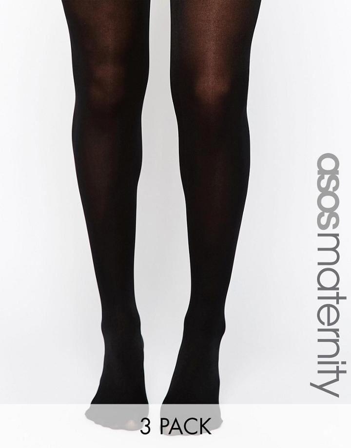 Asos Maternity 'new Improved Fit' 3 Pack 80 Denier Tights - Black