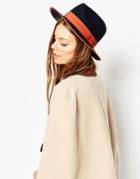 Asos Felt Panama Hat With Bound Edge - Navy