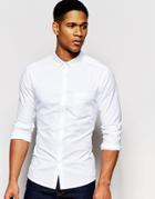 Asos Skinny Oxford Shirt In White With Long Sleeves - White