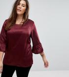 Junarose Woven Shell Top With Frill Sleeve - Red