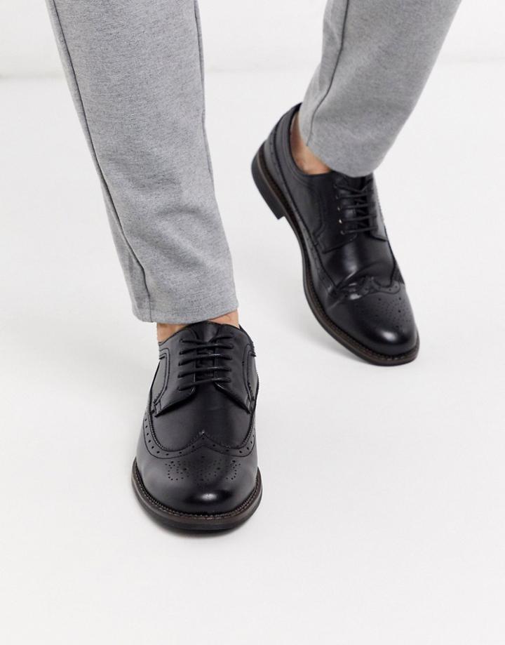 Truffle Collection Brogue Lace Up Shoe In Black