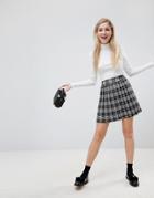Asos Tailored Pleated Pink And Black Check Mini Skirt - Multi