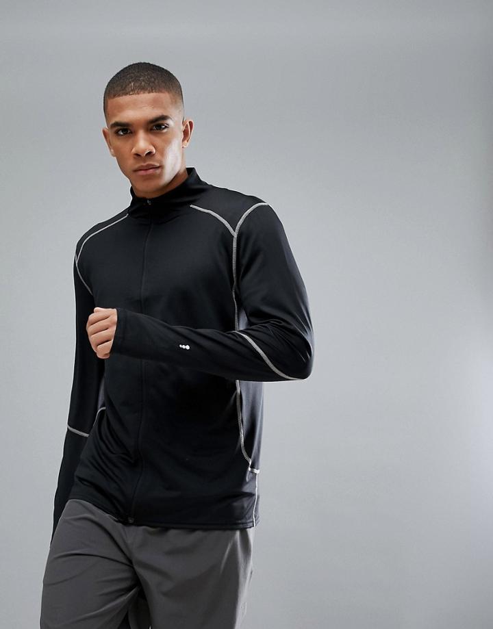 New Look Sport Sweat With Zip Front In Black - Black