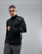 New Look Sport Sweat With Zip Front In Black - Black