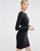 Forever Unique Etta Long Sleeve Bodycon Dress With Chain Detail - Black