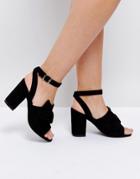 Park Lane Oversized Knot Front Heel Sandals - Black