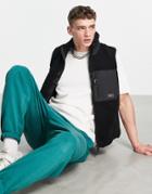 Bershka Vest In Black Teddy Fleece