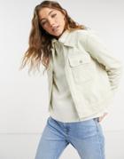 Jdy Corduroy Jacket With Zip Front In Cream-neutral