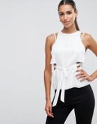 Asos Tank With Cut Out Detail - White