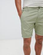 Asos Design Skinny Chino Shorts In Sage Green - Green