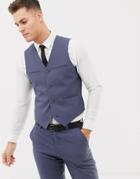 Asos Design Slim Suit Vest In Slate Blue