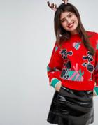Asos Holidays Sweater With Poodles - Multi