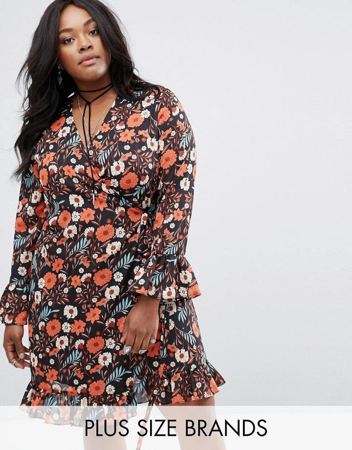 Alice & You Floral Printed Tea Dress With Frill Detail - Multi