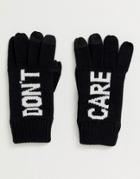 Asos Design Don't Care Touchscreen Gloves With Black And White
