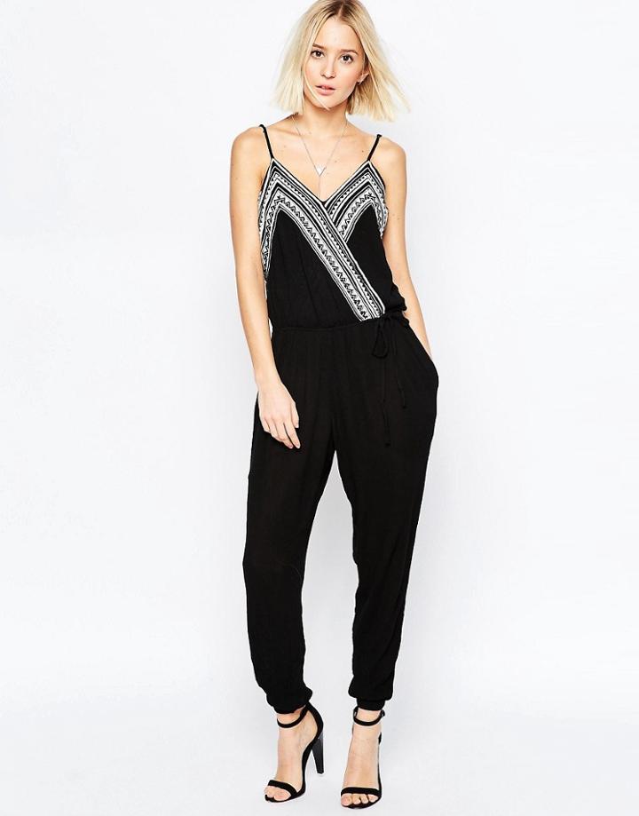 Greylin Inez Embroidered Jumpsuit - Black
