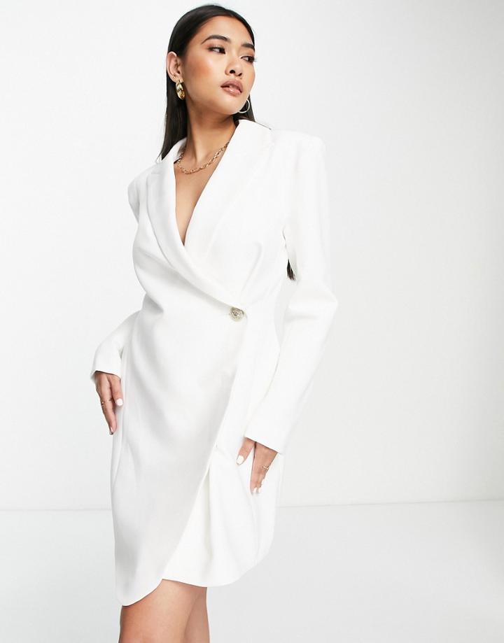 River Island Wrap Blazer Dress In White