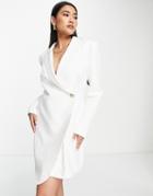 River Island Wrap Blazer Dress In White