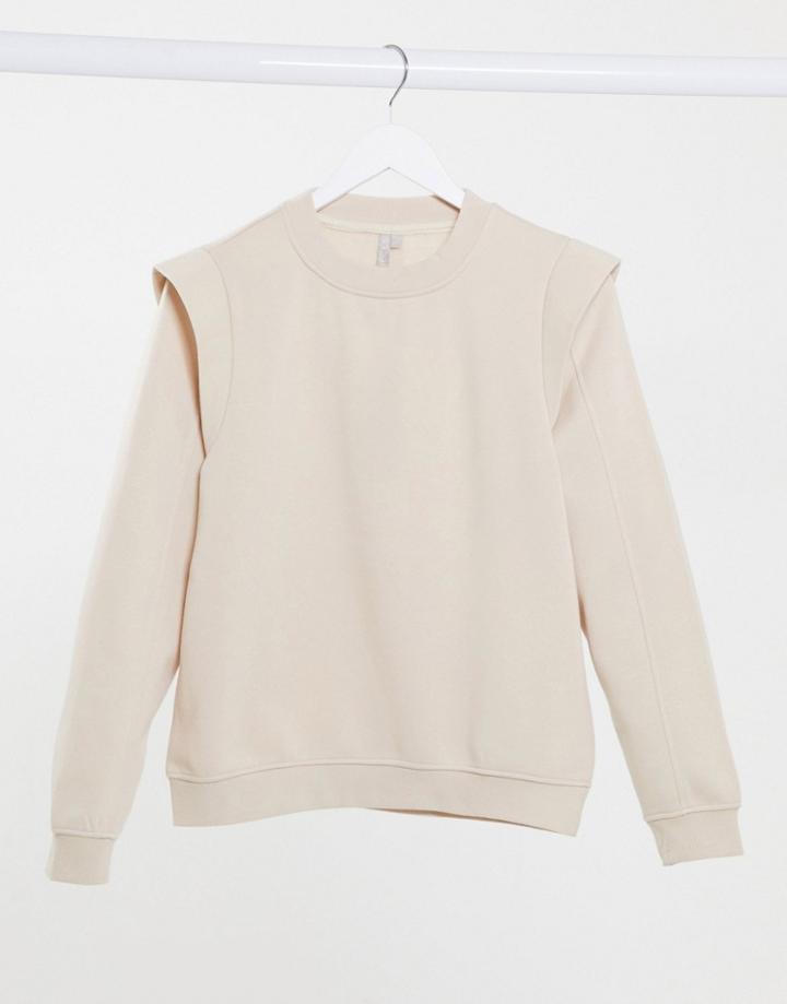 Pieces Sweater With Shoulder Detail In Beige-white