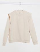 Pieces Sweater With Shoulder Detail In Beige-white