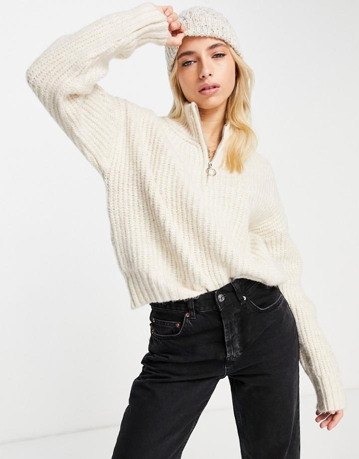 Stradivarius Half Sweater In Beige Heather-neutral