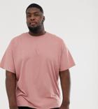 Asos Design Plus Oversized Fit T-shirt With Crew Neck-pink
