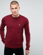 Armani Jeans Sweater With Crew Neck With Eagle Logo In Burgundy - Red