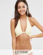 South Beach Pastel Mix And Match Wrap Halter Bikini Top - Yellow