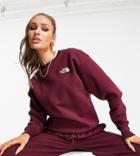 The North Face Oversized Essential Sweatshirt In Burgundy Exclusive At Asos-red