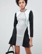 Asos Design Color Block Pephem Shift Dress-multi