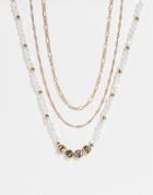 Topshop 3 Pack Pearl Choker And Chain Necklace In Gold