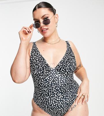 Peek & Beau Curve Exclusive Underwire Swimsuit In Polka Dot-multi