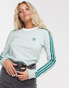 Adidas Originals Adicolor Three Stripe Long Sleeve T-shirt In Mint Green