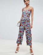 Y.a.s Bold Floral Wide Leg Jumpsuit With Ruffles - Multi