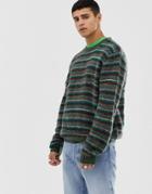 Asos Design Relaxed Fit Sweater With Multicolor Stripes - Multi