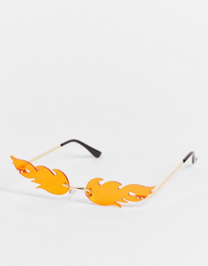 Public Desire Mini Flames Sunglasses Neon Orange