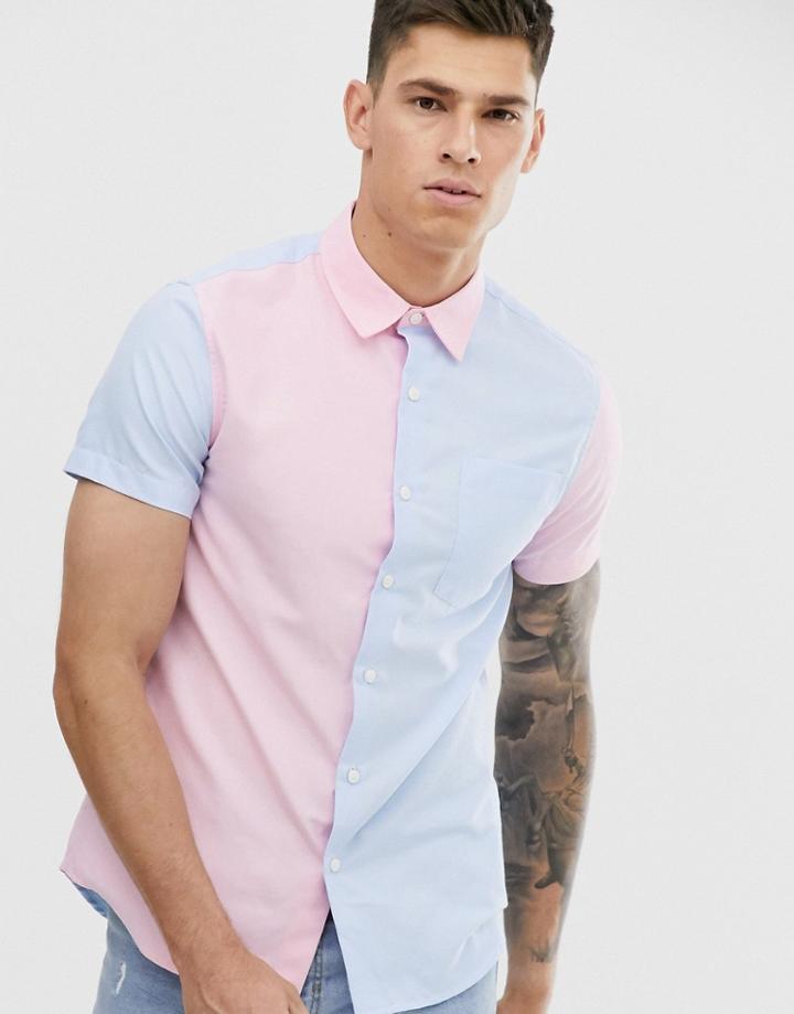 New Look Color Block Oxford In Pastel-multi