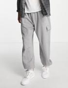 Asos Design Organic Oversized Sweatpants With Cargo Pocket In Gray Heather - Part Of A Set-grey
