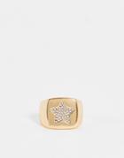 Designb London Chunky Ring With Pave Star In Gold