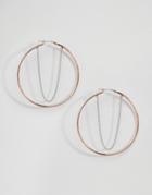 Fiorelli Hoop Earrings With Chain Detail (+) - Gold