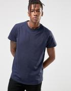 Selected Curved Longline Pique T-shirt - Navy