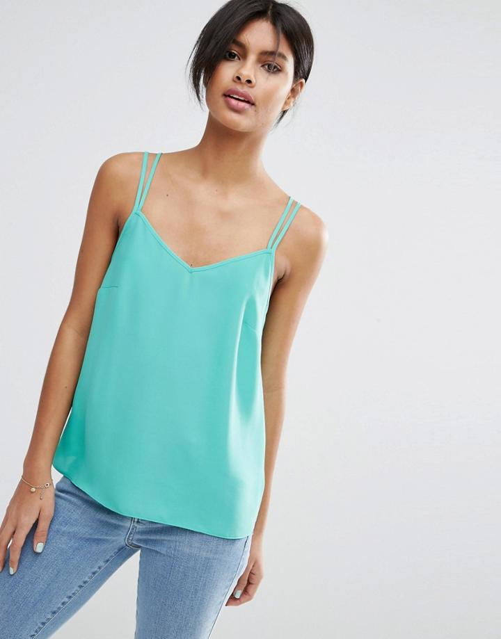 Asos Woven Cami Top With Double Straps - Jade Green