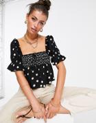 River Island Polka Dot Beach Top In Black - Part Of A Set