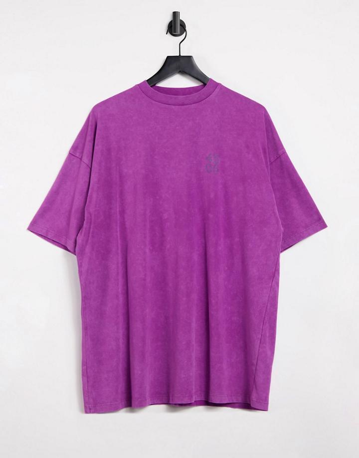 Asos 4505 Logo Oversized T-shirt In Plum Wash-purple