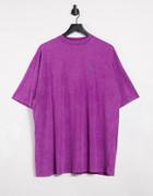 Asos 4505 Logo Oversized T-shirt In Plum Wash-purple