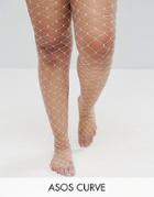 Asos Curve Oversized Fishnet Tights In White - White