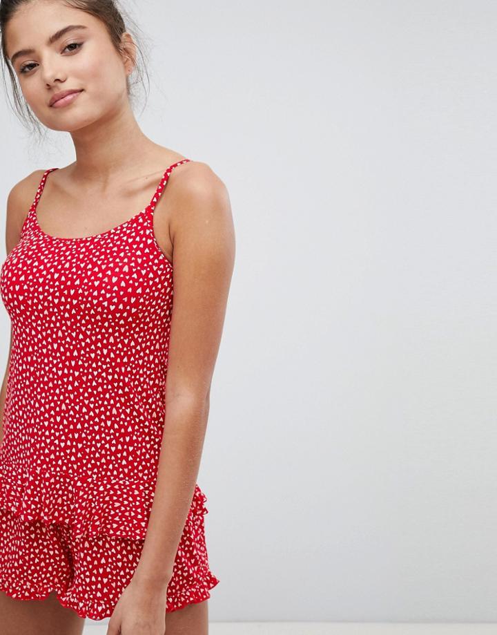 Hunkemoller Rebellious Love Ruffle Cami Top - Red
