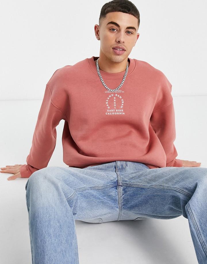 Topman Oversized Oakland Sweatshirt In Red