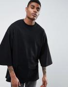 Asos Oversized T-shirt With Extreme Wide Sleeves In Black Heavyweight Jersey - Black