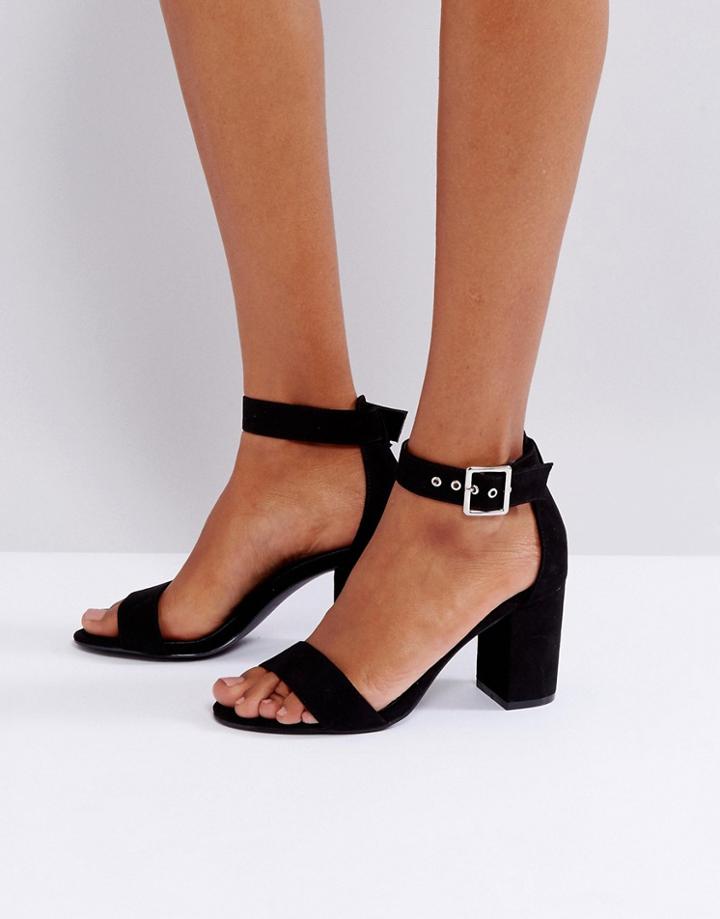 Truffle Collection Buckle Block Heel Sandal - Black